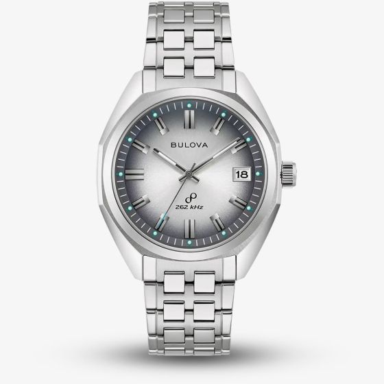 Bulova Mens Jet Star Grey Dial Stainless Steel Bracelet Watch 96B472