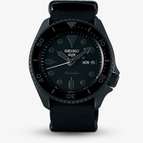 Seiko Mens 5 Sports Blackout Fabric Strap Watch SRPD79K1
