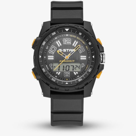 G-STAR Mens OPS 01 Black Dual Display Strap Watch GSW.502.02