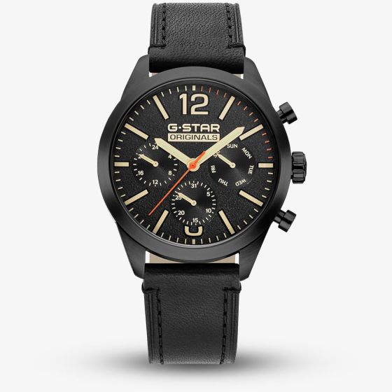G-STAR Mens Originals Black Leather Strap Watch GSW.504.02