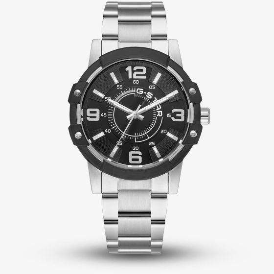 G-STAR Mens Constructed Black Dial Silver Bracelet Watch GSW.506.06