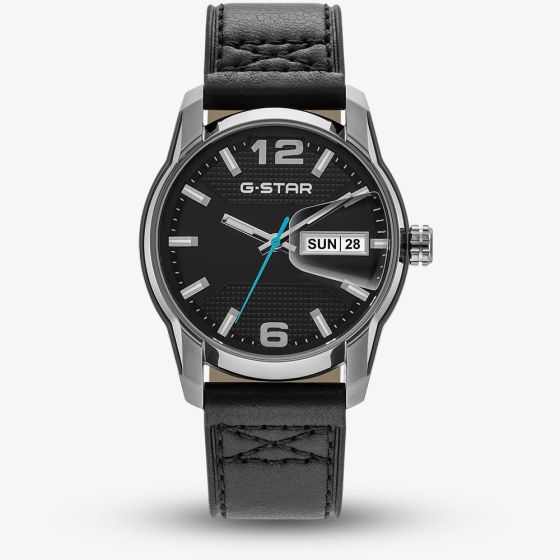 G-STAR Mens Selvedge Black Leather Strap Watch GSW.507.02