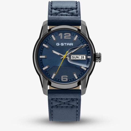 G-STAR Mens Selvedge Blue Leather Strap Watch GSW.507.03