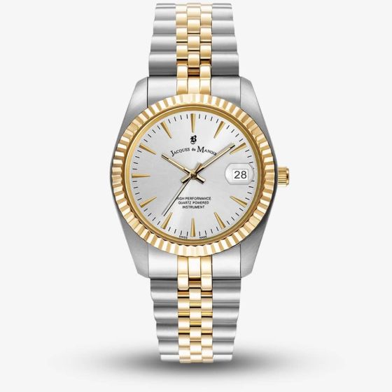 Jacques du Manoir Ladies Inspiration Classic Silver Dial Two-Tone Stainless Steel Bracelet Watch JWG02201