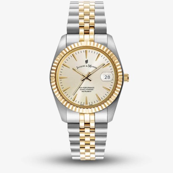 Jacques du Manoir Ladies Inspiration Classic Gold Dial Two-Tone Stainless Steel Bracelet Watch JWG02202