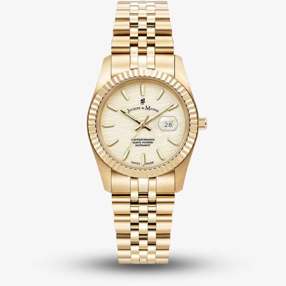 Jacques du Manoir Ladies Inspiration Passion Gold Dial Stainless Steel Bracelet Watch JWL01804