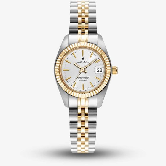 Jacques du Manoir Ladies Inspiration Classic Silver Dial Two Tone Stainless Steel Bracelet Watch JWL02101