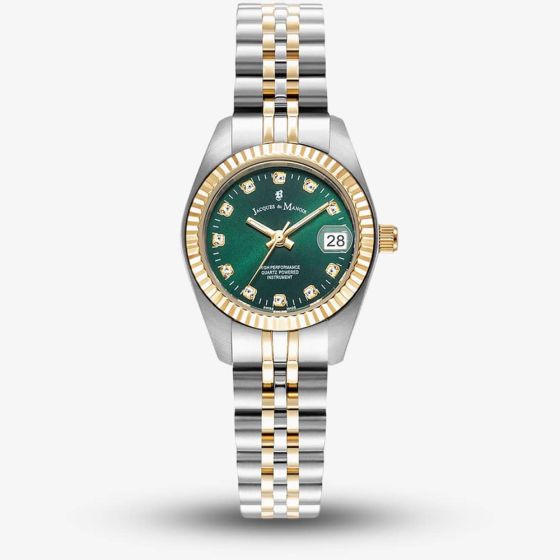 Jacques du Manoir Ladies Inspiration Elegance Green Dial Two Tone Stainless Steel Bracelet Watch JWL02104
