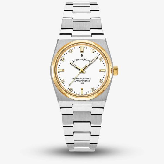 Jacques du Manoir Ladies Horizon White Dial Stainless Steel Bracelet Watch JWL03605