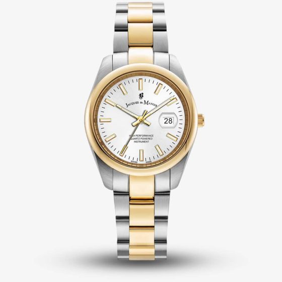 Jacques du Manoir Ladies Allure White Dial Two Tone Stainless Steel Bracelet Watch JWL03804