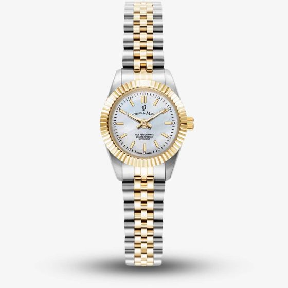 Jacques du Manoir Ladies Mini Inspiration White Mother Of Pearl Dial Two Tone Bracelet Watch JWL05102
