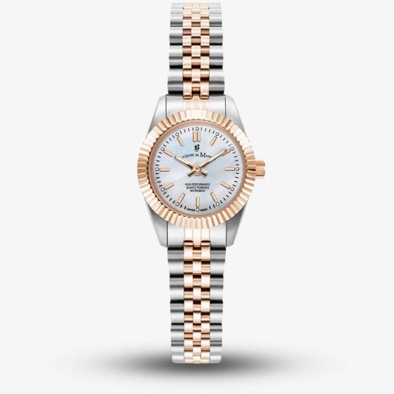 Jacques du Manoir Ladies Mini Inspiration White Mother Of Pearl Dial Two Tone Bracelet Watch JWL05103