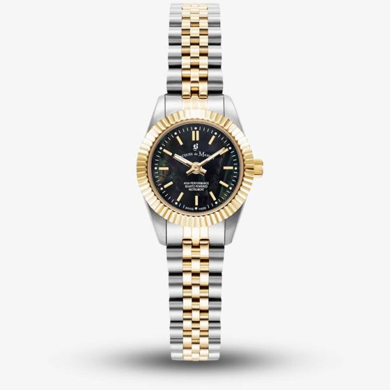 Jacques du Manoir Ladies Mini Inspiration Black Mother of Pearl Dial Two Tone Bracelet Watch JWL05105