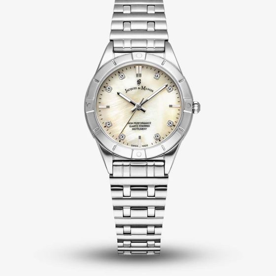 Jacques du Manoir Ladies Leonie White Mother Of Pearl Dial Bracelet Watch JWL05901