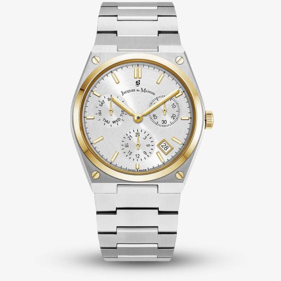 Jacques du Manoir Mens Horizon Multifunction Silver Dial Bracelet Watch JWN05704