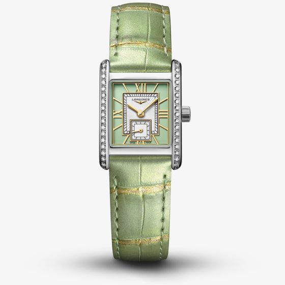 Longines Ladies Mini Dolcevita Green Leather Strap Watch L5.200.0.05.2