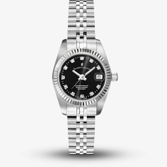 Jacques du Manoir Ladies Inspiration Elegance 26mm Black Dial Bracelet Watch NRO.06
