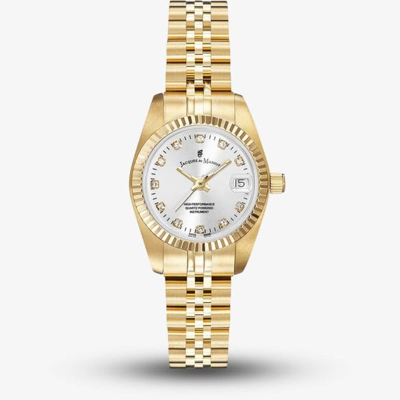 Jacques du Manoir Ladies Inspiration Elegance 26mm Silver Dial Gold Tone Bracelet Watch NRO.12
