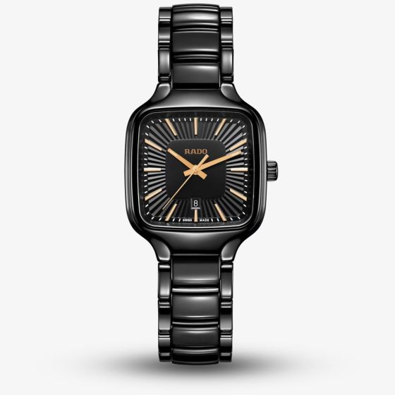 Rado Ladies True Square Black Ceramic Bracelet Watch R27080172