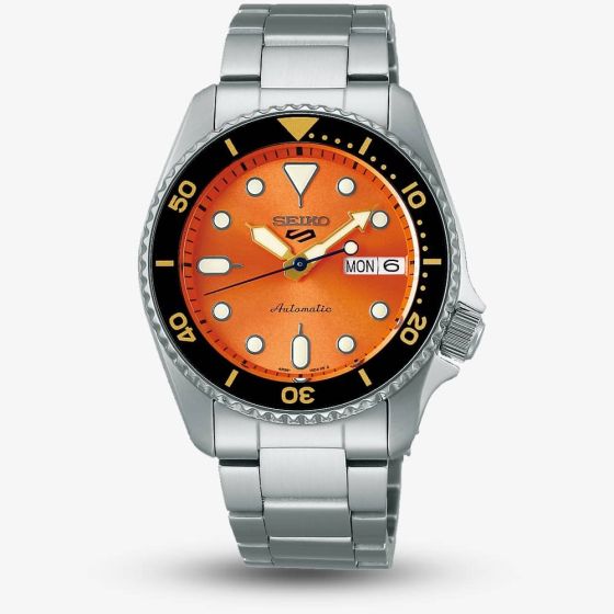 Seiko Mens 5 Sports SKX Midi Orange Watch SRPK35K1