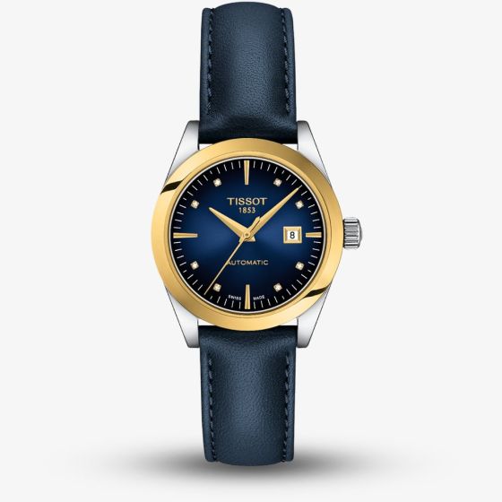 Tissot Ladies T-My Lady Gold Blue Leather Strap Watch T930.007.46.046.00