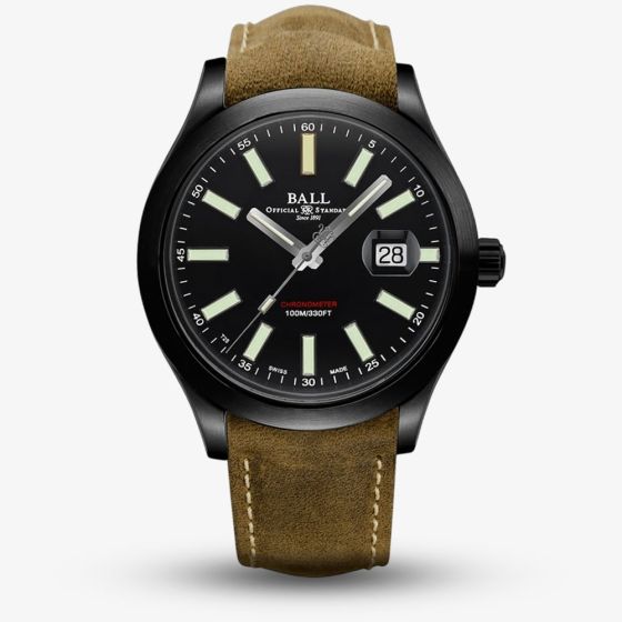 BALL Mens Engineer II Green Berets Leather Strap Watch NM2028C-L4CJ-BK