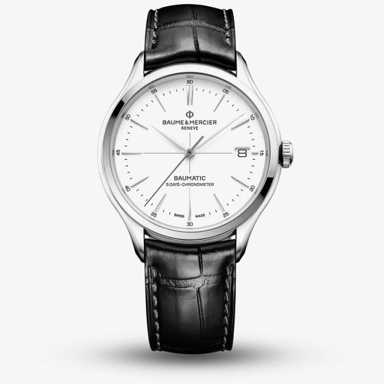 Ex-Display Baume & Mercier Mens Clifton Automatic Black Leather Strap Watch M0A10569