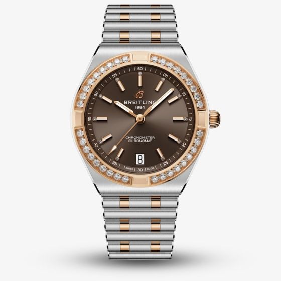 Breitling Ladies Chronomat Automatic 36 Brown Dial Stainless Steel & 18ct Rose Gold Bracelet Watch U10320591Q1U1