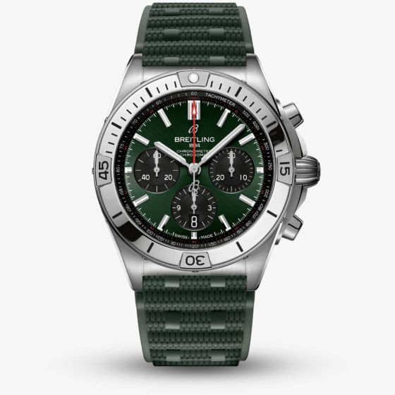 Breitling Chronomat B01 42 Green Rubber Strap Watch AB0134101L2S1