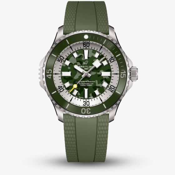 Breitling Superocean Automatic 46 Super Diver Khaki Rubber Watch E10379D31L1S1