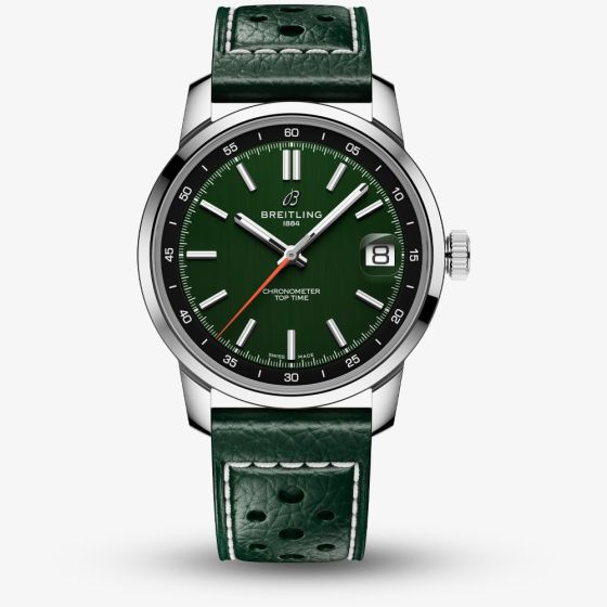 Breitling Mens Top Time B31 38mm Green & Silver Tone Watch AB3113171L1X1