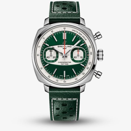 Breitling Mens Limited Edition Top Time 38 B01 Racing Green Leather Strap Chronometer Watch AB01771A1L1X1
