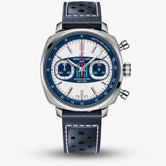 Breitling Mens Limited Edition Top Time 38 B01 Martini Racing Blue Leather Strap Chronometer Watch AB01772A1G1X1