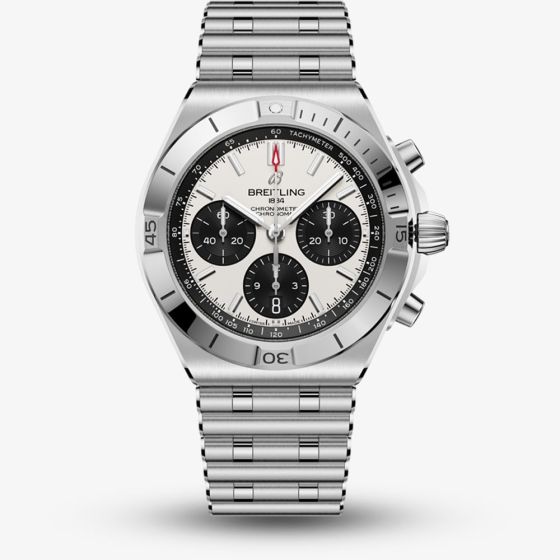 Breitling Mens Chronomat B01 42 White Dial Stainless Steel Bracelet Watch AB0158101A1A1