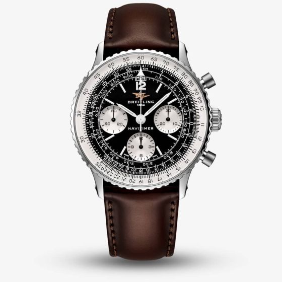 Breitling Mens Navitimer B09 Black Chronograph Dial Strap Watch AB0950211B1X1