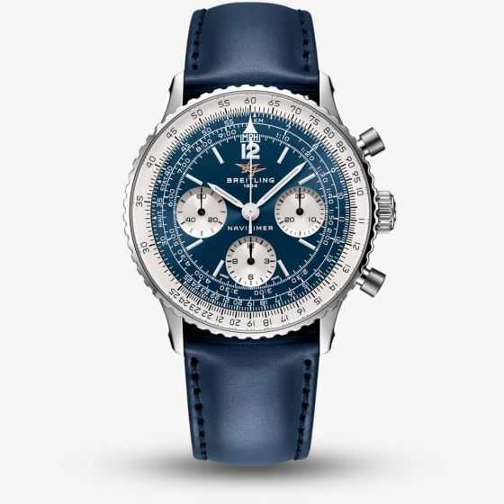 Breitling Mens Navitimer B09 Blue Chronograph Dial Strap Watch AB0950211C1X1