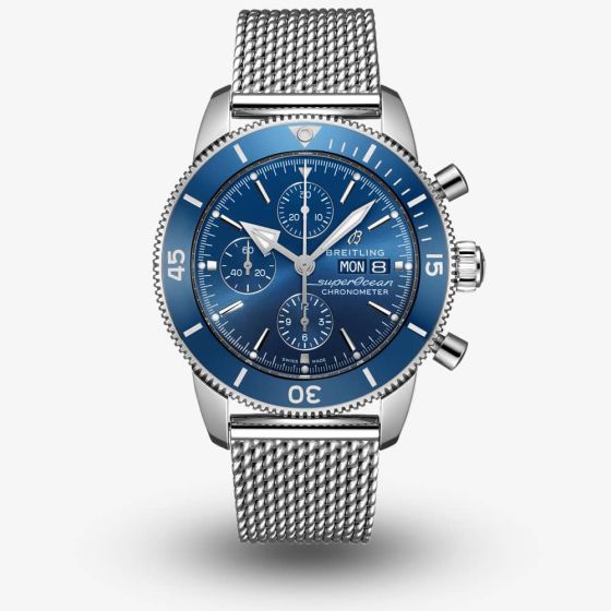 Breitling Mens Superocean Heritage II Chronograph 44 Mesh Strap Watch A13313161C1A1