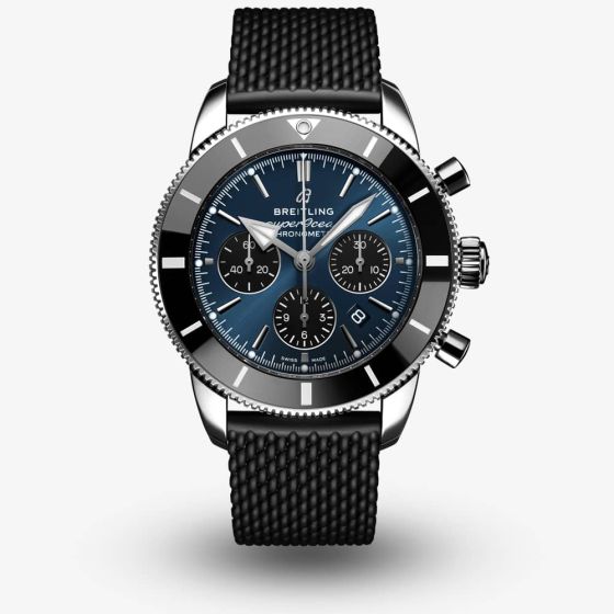 Breitling Mens Superocean Heritage II B01 Chronograph 44 Black Rubber Strap Watch AB0162121C1S1