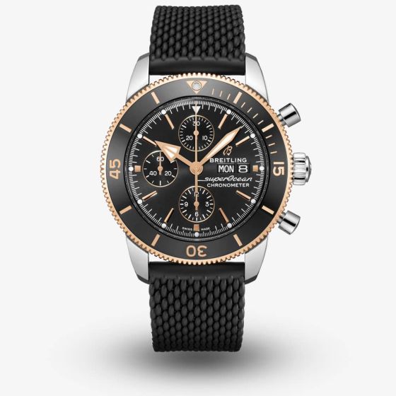 Breitling Mens Superocean Heritage Chronograph 44 Black Rubber Strap Watch U13313121B1S1