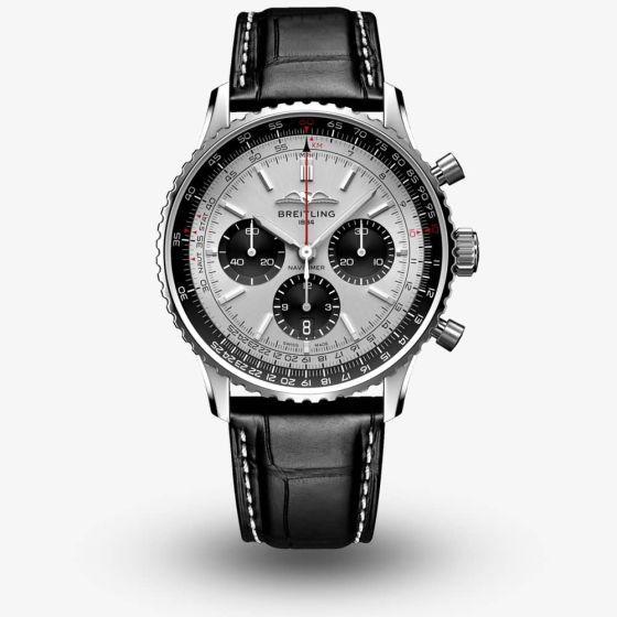 Breitling Mens Navitimer B01 Silver Chronograph 43 Watch AB0138241G1P1