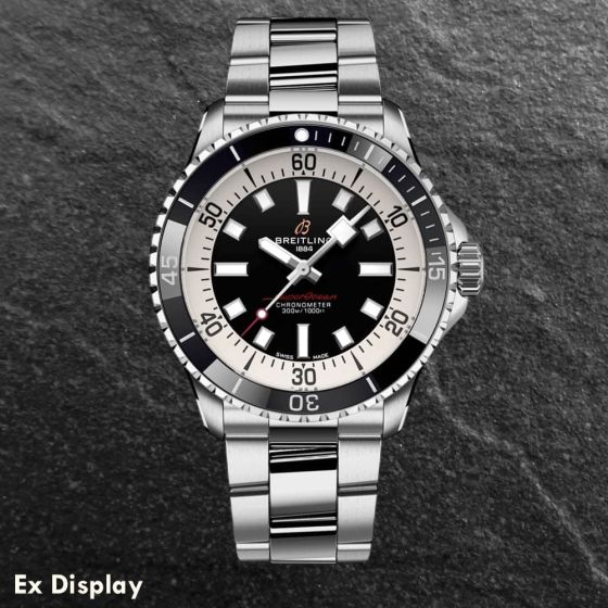Ex-Display Breitling Mens Superocean Automatic 42 Black Dial & Stainless Steel Strap Watch A17375211B1A1