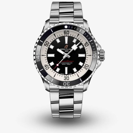 Breitling Mens Superocean Automatic 42 Black Dial & Stainless Steel Strap Watch A17375211B1A1