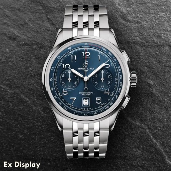 Ex-Display Breitling Mens Premier B01 Chronograph Blue Dial Watch AB0145171C1A1