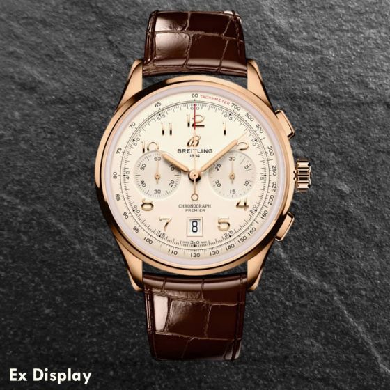 Ex-Display Breitling Mens Premier B01 Chronograph 18k Watch RB0145371G1P1