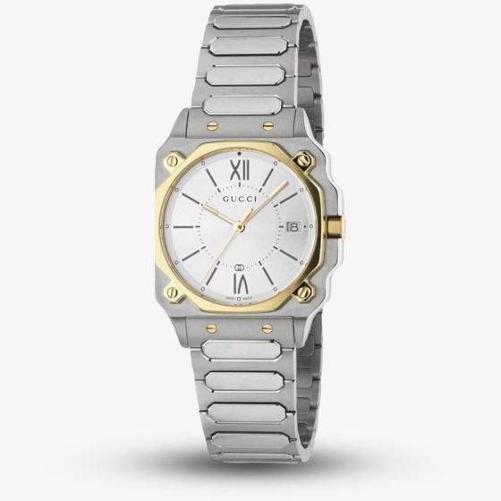 Gucci Ladies G-Flat Two Tone Watch YA166506