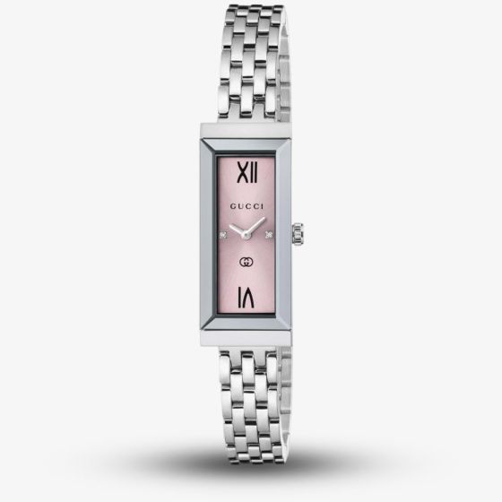 Gucci Ladies G-Frame Pink Rectangle Watch YA127516