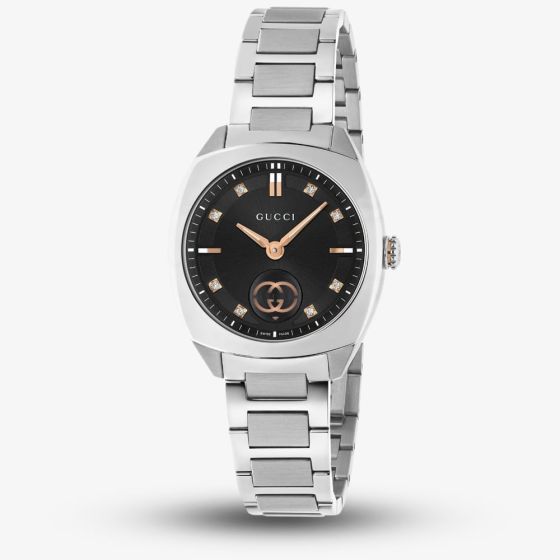 Gucci Ladies Interlocking Black & Rose Watch YA142513