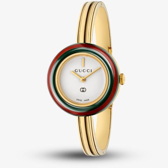 Gucci Ladies GUCCI Play Size 16cm 28mm Gold Plated Bangle Watch YA151542