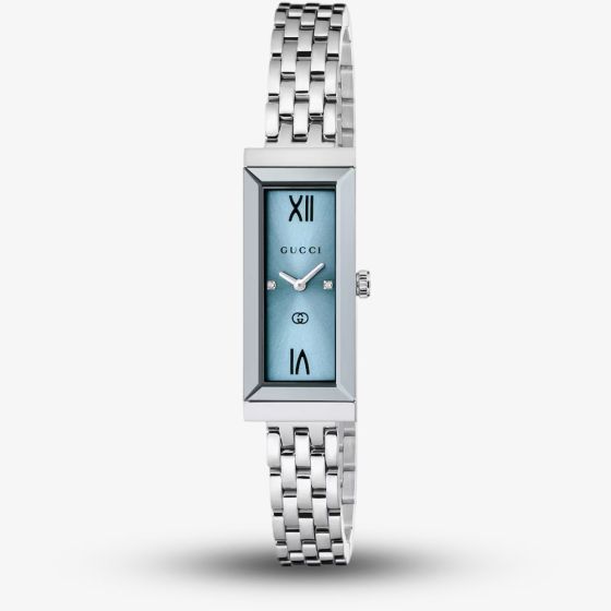 Gucci Ladies G-Frame Blue Rectangular Dial Watch YA127517