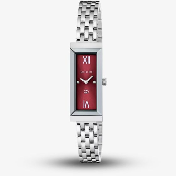 Gucci Ladies G-Frame Red Rectangular Dial Watch YA127518